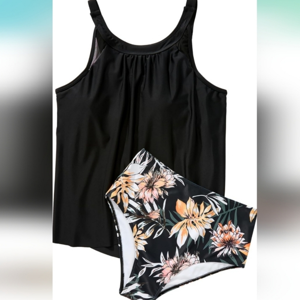 SUUKSESS 2 Piece Mesh Tankini Swimsuit
